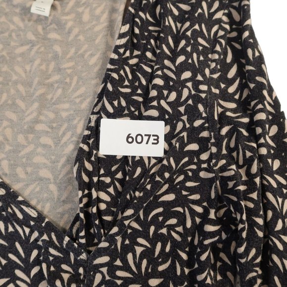 DANA BUCHMAN Top Women's Short Sleeve V-Neck Blouse Black Tan Large - Picture 12 of 12